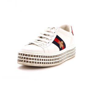 Gucci Women's Ace Web Platform Sneakers Leather with Crystals